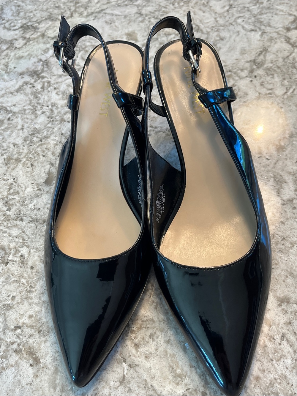 Nine West  Black Patent Pointed Slingback pumps Women's SZ 7